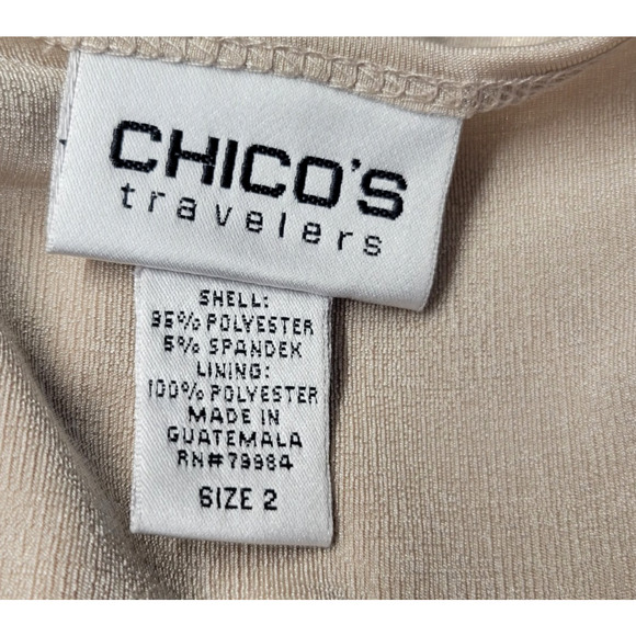 Chicos Travelers Tank Top Womens Chicos 2 (L 12) Beige Liquid Gold Shimmer - Picture 4 of 12